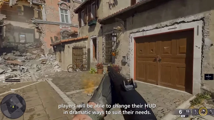 Black Ops 6 gameplay with the HUD customised and the mini-map in the bottom left corner.