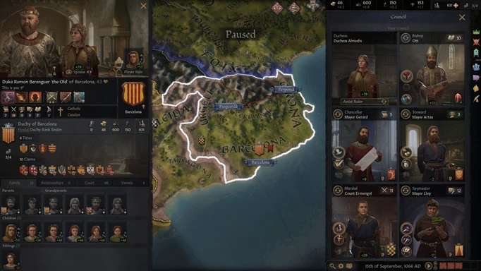 The map in Crusader Kings 3.