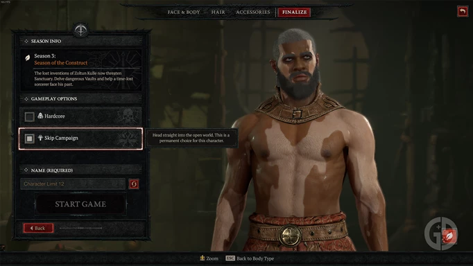 an image of the campaign skip screen in Diablo 4 Season 3