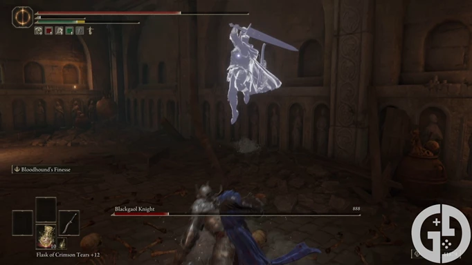 Image of the Blackgaol Knight jumping attack in Elden Ring Shadow of the Erdtree