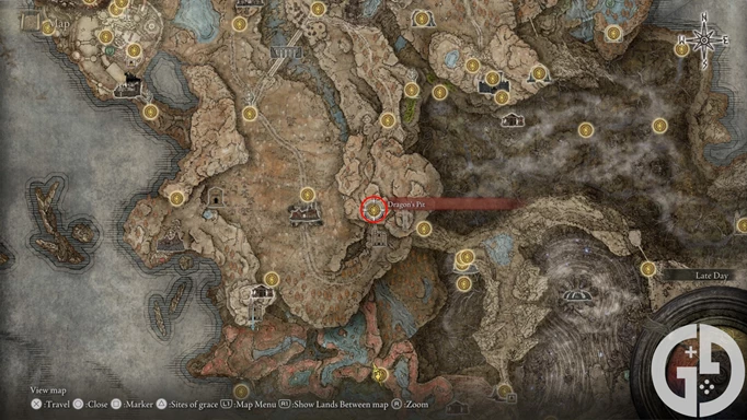 Map of Dragon's Pit in Elden Ring Shadow of the Erdtree