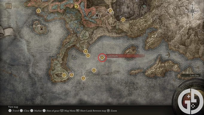 Map of Stone Coffin Fissure's Fissure Depths in Elden Ring Shadow of the Erdtree