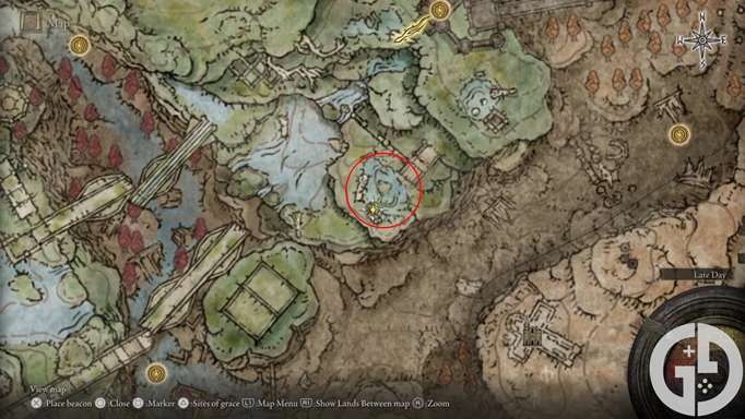 Map showing the Rauh Ruins Hippopotamus in Elden Ring Shadow of the Erdtree