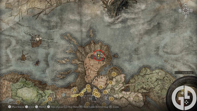 Map showing the Scadutree Chalice in Elden Ring Shadow of the Erdtree