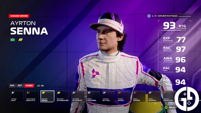 Ayrton Senna in F1 24 as an Icon Driver