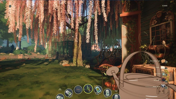 A player using a watering can in Garden Life