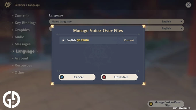 Managing voice-over files in Genshin Impact.