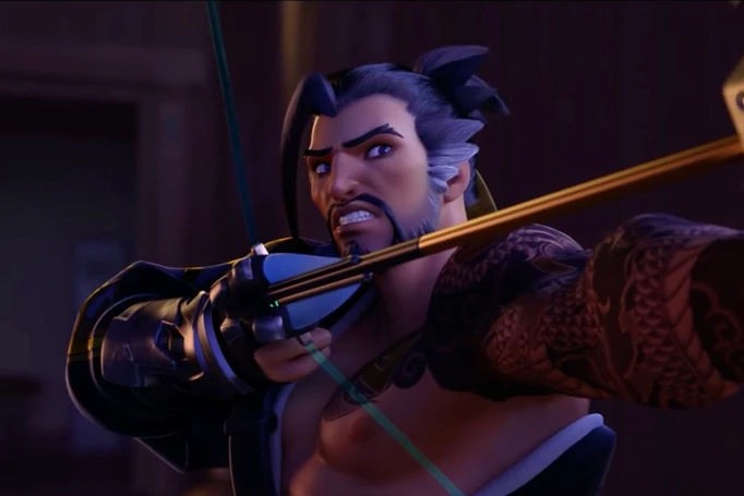 Hanzo aiming in Overwatch 2