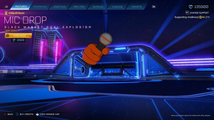 the Mic Drop goal explosion in Rocket League