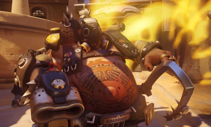 Roadhog in Overwatch 2 emitting a gas