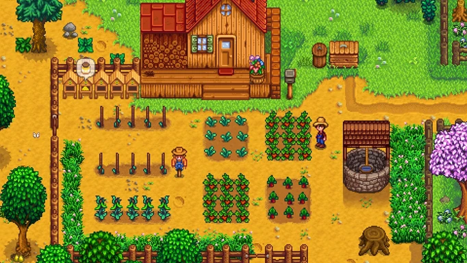 A farm in Stardew Valley.