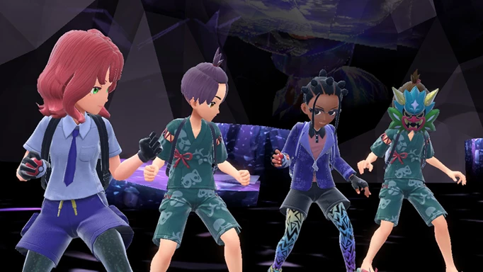 Trainers in a Tera Raid Battle in Pokemon Scarlet & Violet