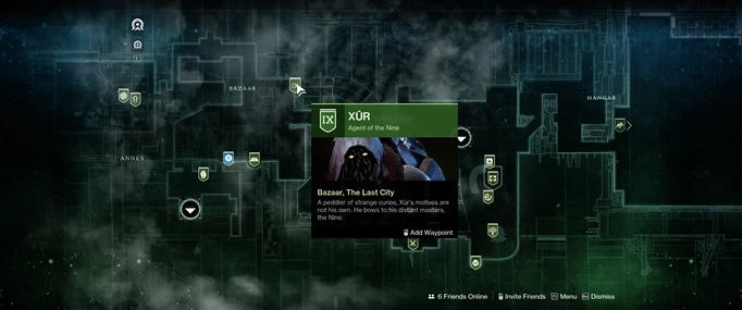 Xur's location in the Tower